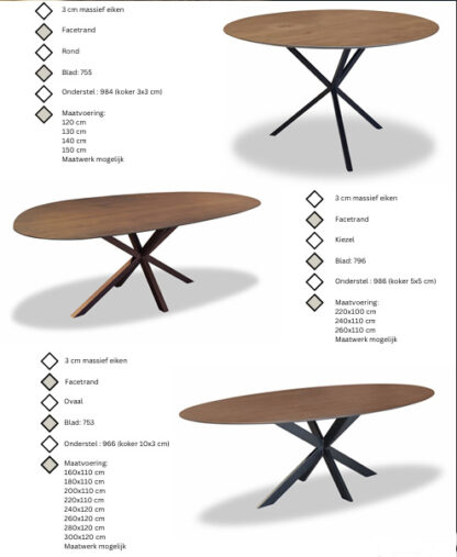 Eikenhouten eettafel slipper model - Afbeelding 17