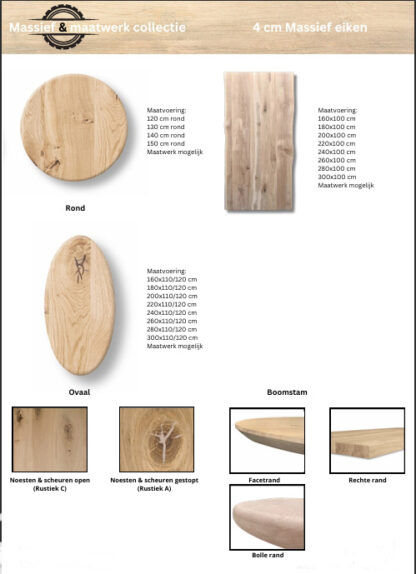 Eikenhouten eettafel elipse/ovaal vorm - Afbeelding 5